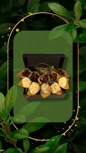 ست هدیه شامل ۱۰ عدد گل روبانی و هارد باکس