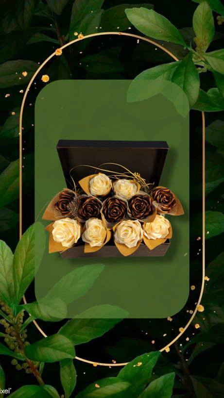 ست هدیه شامل ۱۱ عدد گل روبانی و هارد باکس